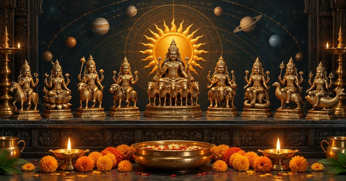 Illustrative traditional pooja arrangement